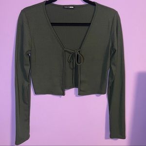 Keep Them Tied Top- Olive